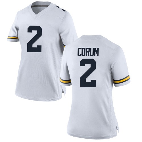 Blake Corum Michigan Wolverines Women's NCAA #2 White Replica Brand Jordan College Stitched Football Jersey UNT6654SL